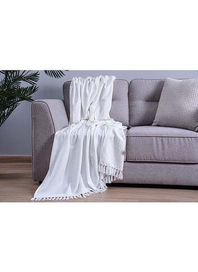 Buy Skyla Knotted Fringed Throw White 130X170Cm in UAE