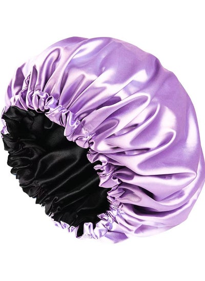 Buy Shower cap for women,Luxury Silk Lined Shower Cap, Machine Washable, Adjustable Size Reusable,Large Satin Shower Cap for all hair in UAE