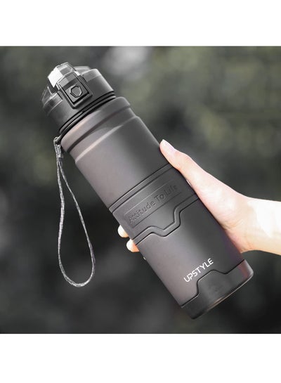 Buy Tycom Water Bottle 1L Leak-Proof Drink Bottle BPA Free USA Tritan Material Gym Bottle with Protein Shaker, Flip Top Lid & Removable Strainer for Fitness Cycling, Gym Camping Outdoor Sports （Black） in UAE