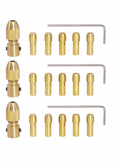 اشتري Micro Drill Collet Set 0.5-3mm Mini Drill Collet Small Brass Collet with Allen Wrench for 2.35mm Rotary Tools (3 Sets) في السعودية