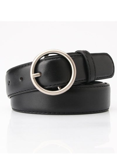 Buy Ladies Belt Of Casual Pu Leather Jeans With Round Button Decoration 105cm Black in UAE