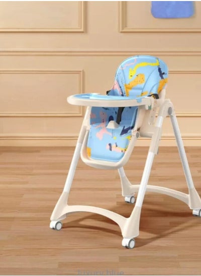 Buy Baby High Chair, Foldable Children Dining Chairs for Eating With Wheels, Multifunctional Toddler Feeding Chair with Double Removable Tray, Adjustable Back and Footrest, Storage Pocket in Saudi Arabia