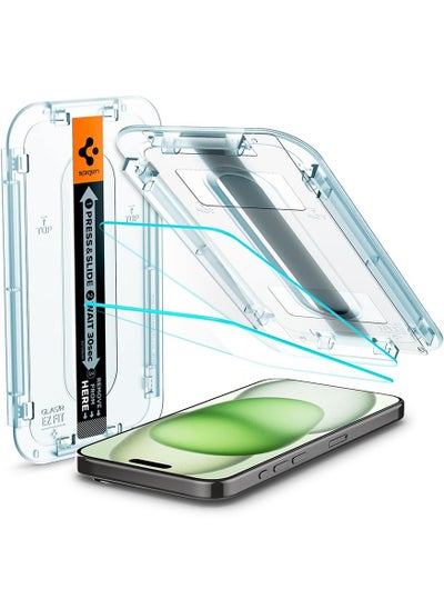 اشتري Glastr Ez Fit [2 Pack] for iPhone 15 PLUS Screen Protector Premium Tempered Glass - Case Friendly with Sensor Protection في الامارات