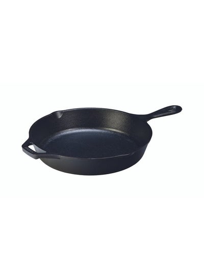 اشتري Seasoned Cast Iron Skillet 12 Inch Ergonomic Frying Pan With Assist Handle Black في الامارات