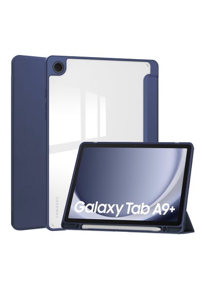 Buy Tablet Case for Samsung Galaxy Tab A9 Plus/ A9+ 11 inch 2023 Clear Transparent Hard PC Back Protective Tri-Fold Stand Slim Tablet Cover with Pencil Holder Auto Wake/Sleep in Saudi Arabia