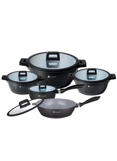 Buy Dorschhome Lifetime Casserole - Non-Stick Coating - Durable, Scratch Resistant - TUV Certified, LFGB Tested - Optimal Heat Distribution - Induction Ready for Exceptional Cooking (5 Pcs Set) in UAE