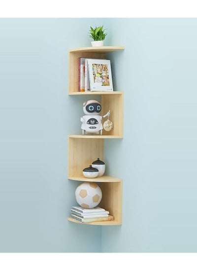 اشتري Corner Shelf 5-Tier Floating Wall Shelf with Zigzag Design, Bookshelf Floating Corner Shelf (Beige) في الامارات