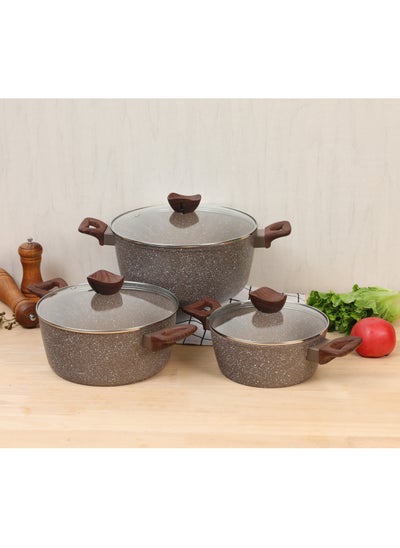 Buy 6 Piece Granite Cookware Set Brown in Saudi Arabia