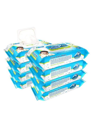 اشتري Baby Wipes With Moisture Lock Flip Top Contains Aloe Vera & Vitmain E Ph Balanced With No Parabens & Chlorine (Pack Of 8 (576 Wipes)) في الامارات