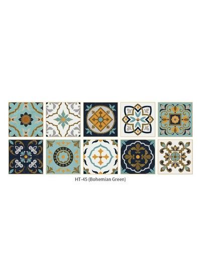 Buy Adhesive Wallpaper 10Pcs Traditional Tile Stickers Backsplash Peel and Stick Backsplash Waterproof Removable Wall Sticker Decals for Bathroom Kitchen Adhesive Decor 20x20cm in Saudi Arabia