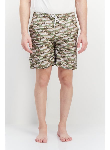 Buy Men Camouflage Drawstring Board Short, Olive/Brown in UAE