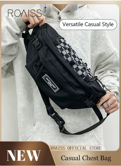 Buy Men Crossbody Chest Bag Casual Waist Pack Large Capacity Practical and Durable Fashionable and Versatile Solid Color in UAE