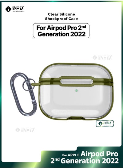 اشتري Clear Silicone  Shockproof Case Cover for Apple AirPods Pro 2-2022-Clear/Green في السعودية