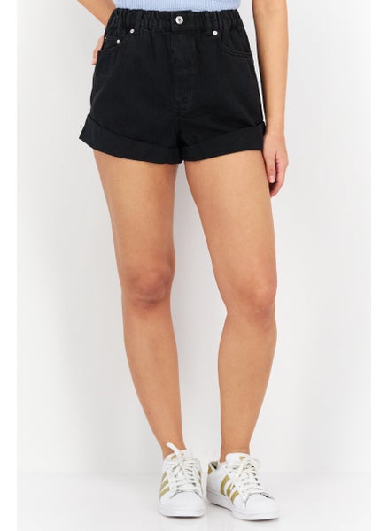 Buy Women Washed Basic Denim Shorts, Black in Saudi Arabia