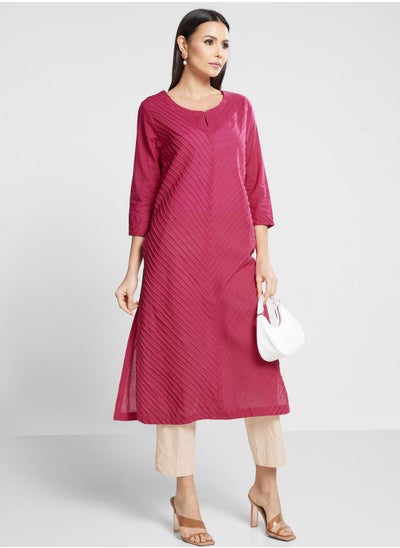 Buy Patterned Keyhole Neck Kurti in UAE