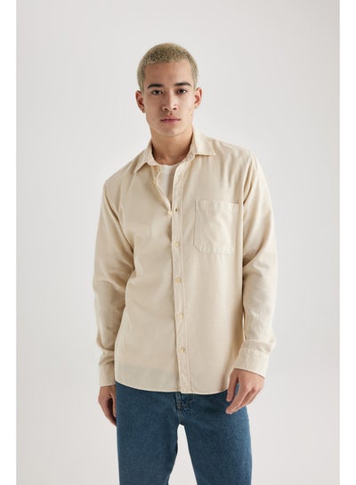 Buy Man Regular Fit Polo Neck Woven Long Sleeve Shirt in Egypt