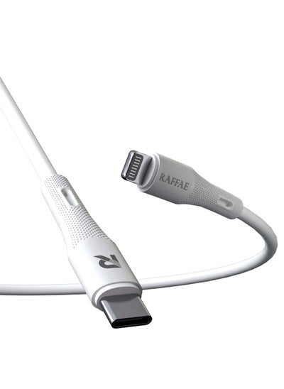 اشتري كابل بطول 1 متر قوي ومتين بقوة شحن سريع 27 وات PD من USB من النوع C إلى Lightning لـ iPhone 14/14 Plus/14 Pro/14 ProMax/13/12/11 - اللون الأبيض في الامارات