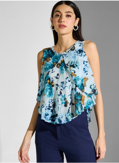 Buy Floral Printed Round Neck Top in UAE