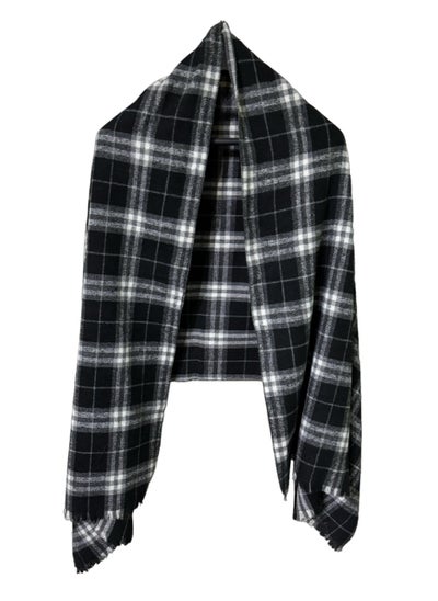 Buy Plaid Check/Carreau/Stripe Pattern Winter Scarf/Shawl/Wrap/Keffiyeh/Headscarf/Blanket For Men & Women - XLarge Size 75x200cm - P04 Black in Egypt