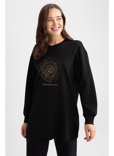 Buy Woman Relax Fit C Neck Long Sleeve Knitted Sweat Tunic in Egypt