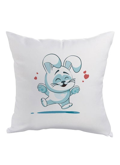 Buy Bunny Printed Square Shaped Throw Cushion Cover White/Blue/Red 40 x 40cm in Egypt