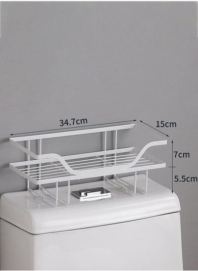 اشتري Punch-Free Knock Down Wall-Mounted Double Layer Adhesive Bathroom Shelf Organizer Over The Toilet Bathroom Rack في السعودية