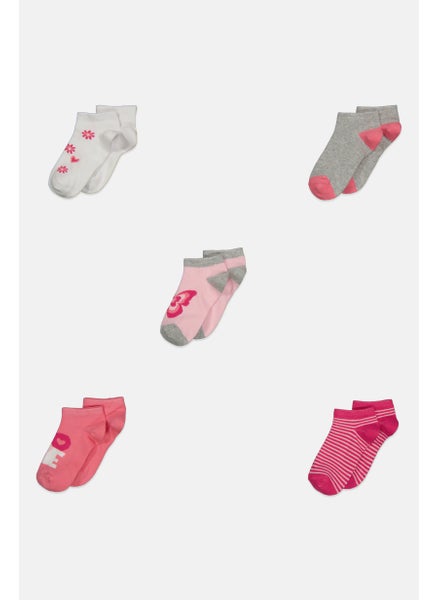 اشتري Toddlers Girl 5 Pair Stripe Ankle Socks, Pink/White Combo في الامارات