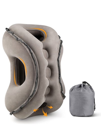 اشتري Inflatable Travel Pillow for Airplane to Avoid Neck and Shoulder Pain Support Head Neck Used for Sleeping Rest Grey 53.5x39x32.5cm في الامارات