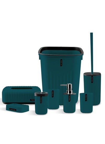 Buy 8-Piece Bathroom Accessories Set-Blue in Saudi Arabia