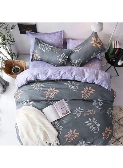Buy 6-Piece King Size, Hotel Luxury Feel, Wrinkle & Fade Resistant 1x Duvet Cover 220x240cm, 1x Fitted Sheet 200x200+30cm, 4x Pillow Case 50x75cm Microfiber Multicolour in UAE