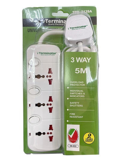 Buy Terminator 3 Way Universal Power Extension Socket 5M Cable 13A TPB 213SA-5M ESMA Approved in UAE