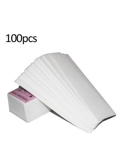 Buy 100-Piece Nonwoven Hair Removal Wax Strip White in UAE