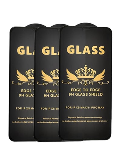 Buy G-Power 9H Tempered Glass Screen Protector Premium With Anti Scratch Layer And High Transparency For Iphone XS Max  Set Of 3 Pack 6.5" - Black in Egypt