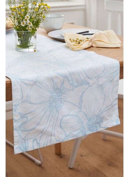 Buy Table Runner 40 x 180 cm, Blue and White in UAE