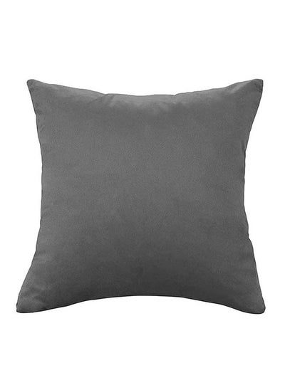 Buy Square Soft Velvet Decorative Cushion with Solid Design and Attractive Colors 45x45 cm - Dark Grey in Saudi Arabia