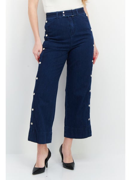 Buy Women Regular Fit Washed Denim Jeans, Blue in UAE