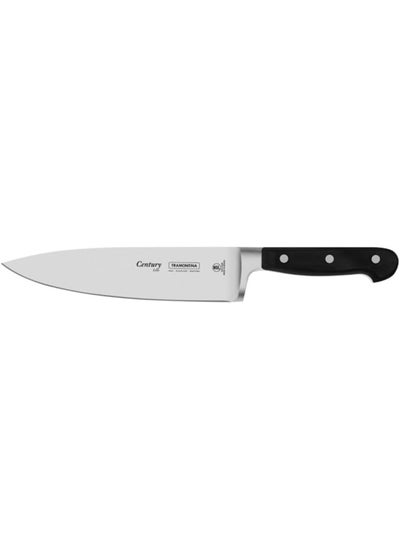 اشتري Century 8 Inches Chef Knife With Stainless Steel Blade And Black Polycarbonate Handle في الامارات