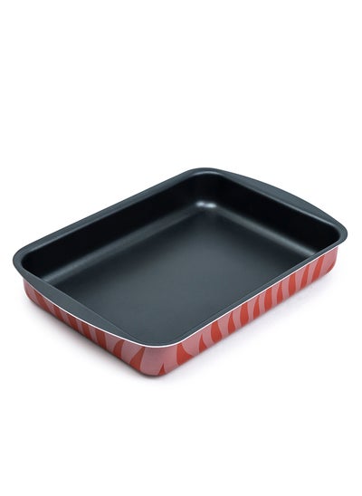 Buy Aluminium Non-Stick Rectangular Baking Tray - 35 x 25cm - Red Flame Design for Stylish Kitchen Creations in UAE