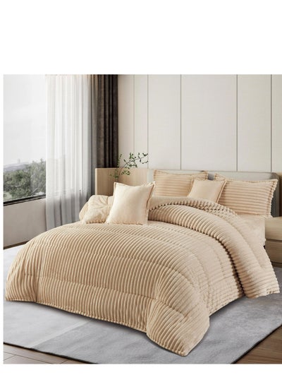 Buy A winter comforter set made of luxurious velvet and fur to give you a feeling of warmth and comfort, size 230*250 cm. in Saudi Arabia