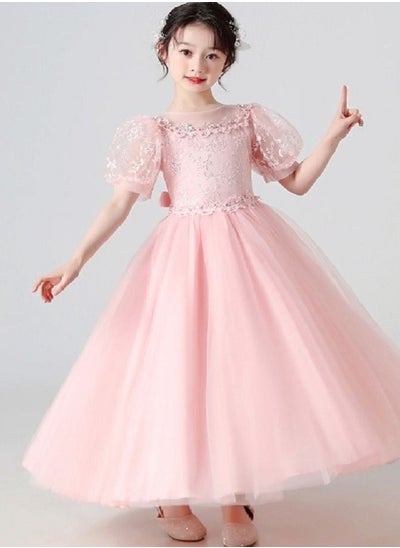 Buy Girls Dress For Wedding Evening Party Pink Color in UAE