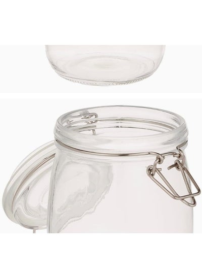 اشتري Clear Glass Airtight Clip Jar With Glass Lid 500Ml 11.1 X 11.1 X 10.5 Cm Set Of 6 Pieces في الامارات