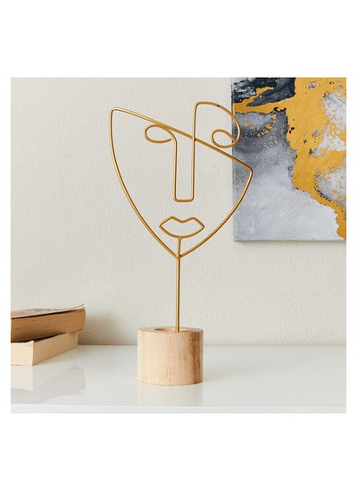 Buy Eva Metal Candle Holder With Wooden Base 18 x 29 x 8 cm in Saudi Arabia