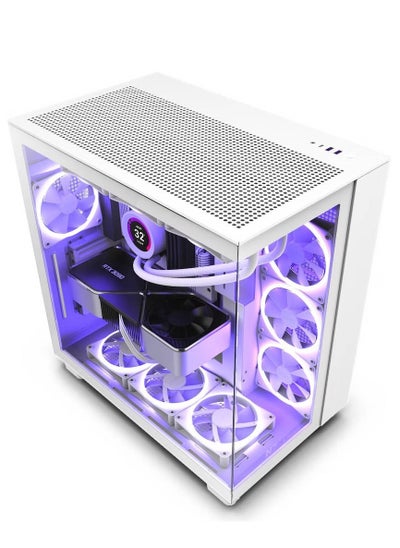 Buy NZXT H9 Flow Dual-Chamber Mid-Tower ATX Gaming PC Case, High-Airflow Top Panel, Temp Glass Front & Side, Up to 360mm Radiator & 10x 120mm Fans Support, USB 3.2 Type-C & A Ports, White | CM-H91FW-01 in UAE