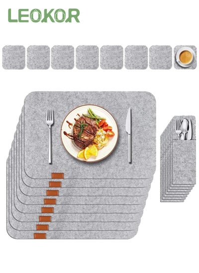 Buy 24 Pcs Felt Placemats for Dining Table Non-Slip and Heat-Resistant Light Gray in Saudi Arabia