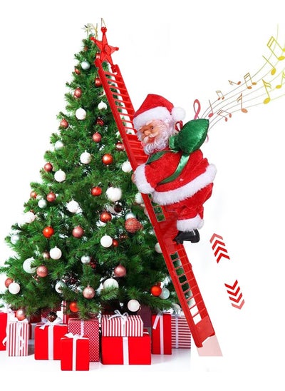 Buy Electric Climbing Santa Claus Christmas Decoration Electric Climbing Up and Down Ladder Santa Claus with with Music Funny Singing Christmas Tree Decorations Christmas Gift for Kids (A) in UAE