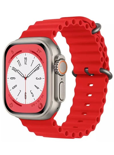 اشتري Ocean Silicone Rubber Watch Band Strap for Apple Watch Ultra 49mm/45mm/44mm/42mm Ocean Red في الامارات
