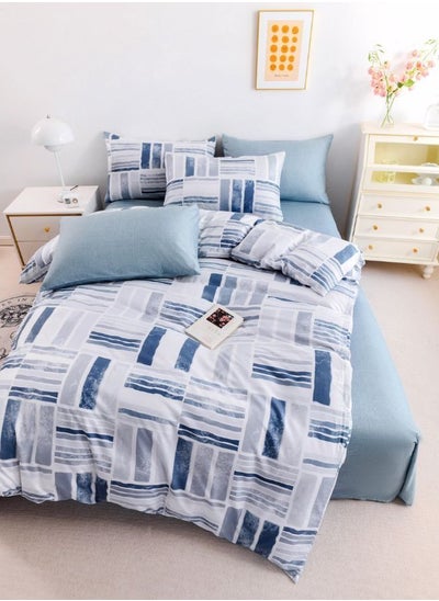 اشتري Duvet cover set, Blue Geometric Design various sizes في الامارات