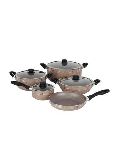 Buy Delcasa 10-Piece Non-Stick Cookware Set with Granite Coating- DC1889BGE in UAE