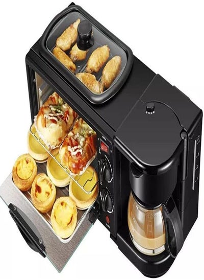 اشتري Breakfast Station 3 In 1 Breakfast Machine Multifunctional Oven With Coffee Maker And Griddle Portable Family Size For Making Coffee Sandwiches Cake في الامارات