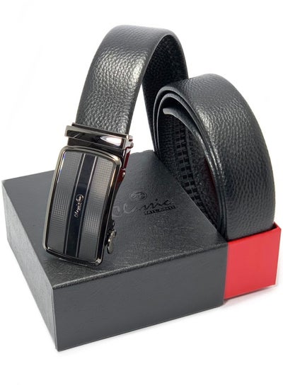 اشتري Classic Milano Men’s Leather Belt for men Fashion Belt Ratchet Dress Belts for men with Automatic Click Buckle for Mens Belt Enclosed in an Elegant Gift Box ALTHQ-3705-3 (Black) by Milano Leather في الامارات